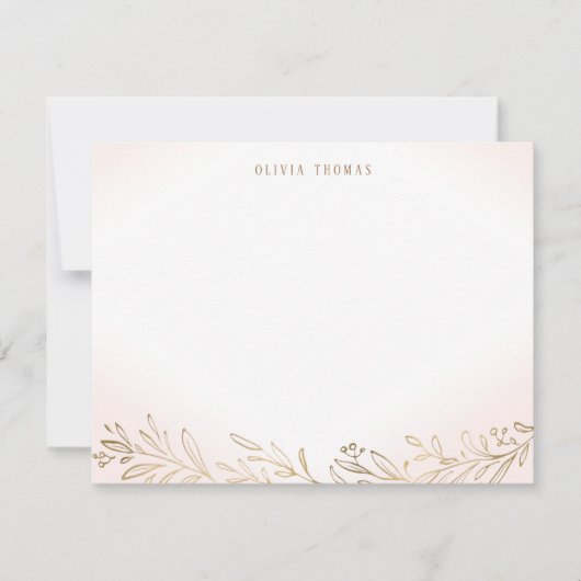 赤面・金ゴールド植物文具パーソナライズされた品 ノートカード (正面)