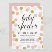 赤面&金ゴールド水玉模様ベビーシャワー招待状 招待状 (正面/裏面)