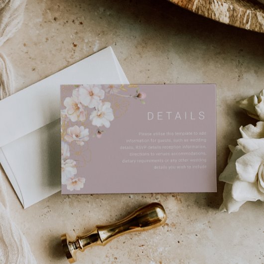 赤面&金ゴールド魅惑ダスティピンク結婚ズ詳細 エンクロージャーカード