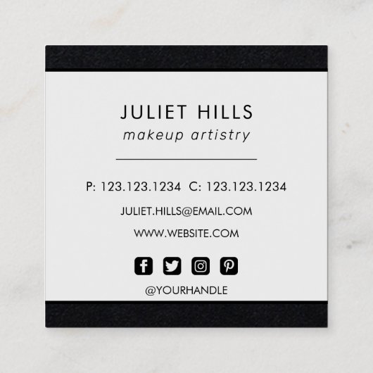 赤面、金ゴールド、およびブラックスクウェアの名刺 スクエア名刺 (裏面)