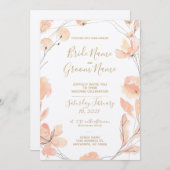 赤面&開花水彩フローラ&金ゴールド結婚ズ 招待状 (正面/裏面)