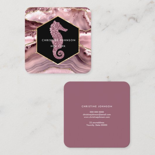 赤面agateのseahorseロゴ スクエア名刺 (正面/裏面)