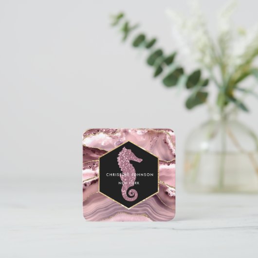 赤面agateのseahorseロゴ スクエア名刺 (スタンド正面)