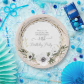 赤面BOHOアネモンフローラリース誕生日パーティー ペーパープレート (パーティー)