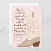 赤面Nash Bash女性のカーボーイ起動バチェロレッテ 招待状 (正面/裏面)