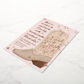 赤面Nash Bash女性のカーボーイ起動バチェロレッテ 箔招待状 (回転した状態)