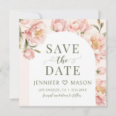 赤面Peonies写真の招待状の日付を保存 招待状 (裏面)