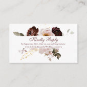 赤面Peony & 金ゴールドBurgundyの結婚WebサイトRSVP エンクロージャーカード (正面)