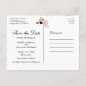 赤面Peony & 金ゴールドBurgundy日付はがきを保存 案内ポストカード (裏面)