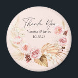 赤面PInkボホウォーター色フローラ感謝していユーマング マグネット<br><div class="desc">赤面PInk水色ボーホーフローラパンパスグラス結婚式の引き出物磁石</div>