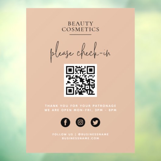 赤面Pink Covidチェックインまたは支払いQRコード ウィンドウサイン (シート3)