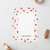 赤面Pink Polk a dot紙吹雪パーソナライズされた名 ノートカード (正面/裏面インサイチュ)