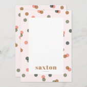 赤面Pink Polk a dot紙吹雪パーソナライズされた名 ノートカード (正面/裏面)