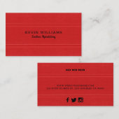 赤革のフェイクテクスチャステッチ効果 名刺 (正面/裏面)