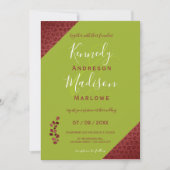 赤革ジオメトリック非バイナ結婚ル 招待状 (正面)