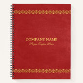 赤革フェイクヴィンテージ金ゴールド縁ど ノートブック (正面)