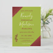 赤革幾何学的なノンバイナリー結婚式 招待状 (スタンド正面)