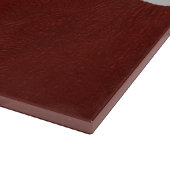 赤革、革の背景、あなたの名前 カッティングボード (角)