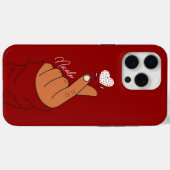 赤韓国の指の愛のハートハンドサイン暖かい肌 Case-Mate iPhoneケース (裏面 (横))