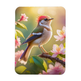 赤頭のふっくら胸のウオーブラーの幻想の鳥 マグネット