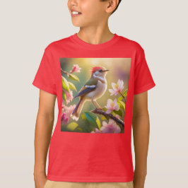 赤頭のふっくら胸のウオーブラーの幻想の鳥 Tシャツ