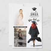 赤頭の女子卒業写真発表 招待状 (正面)