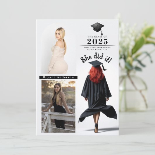 赤頭の女子卒業写真発表 招待状 (スタンド正面)