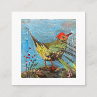 赤頭の鳥、絵画、現代アート スクエア名刺