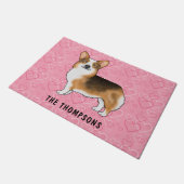 赤頭トライペンブロークウェルシュコーギーハート&名前 ドアマット (アングル)