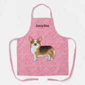 赤頭トライペンブロークウェルシュコーギーピンクハート エプロン (正面)