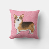 赤頭トライペンブロークウェルシュコーギーラブピンク クッション (正面)