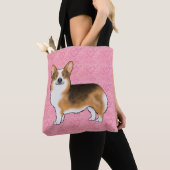 赤頭トライペンブロークウェルシュコーギーラブピンク トートバッグ (クローズアップ)