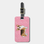 赤頭トライペンブロークウェルシュコーギーラブピンク ラゲッジタグ (正面縦)