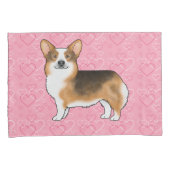 赤頭トライペンブロークウェルシュコーギーラブピンク 枕カバー (正面右)