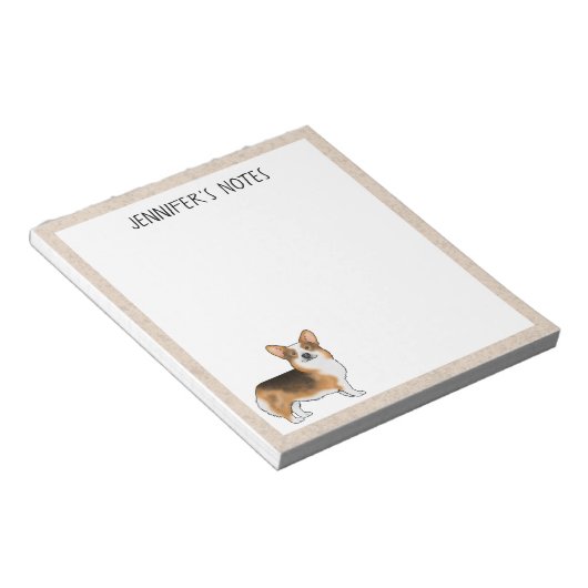 赤頭トライペンブロークウェルシュコーギー犬と文字 ノートパッド (アングル)