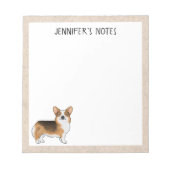 赤頭トライペンブロークウェルシュコーギー犬と文字 ノートパッド (正面)