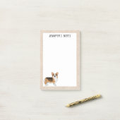 赤頭トライペンブロークウェルシュコーギー犬と文字 ポストイット (デスク上)