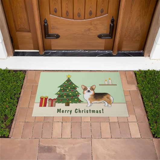 赤頭トライペンブローククリスマスツリー ドアマット (室外)