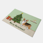 赤頭トライペンブローククリスマスツリー ドアマット (アングル)