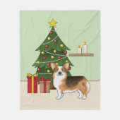 赤頭トライペンブローククリスマスツリー フリースブランケット (正面)