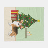 赤頭トライペンブローククリスマスツリー フリースブランケット (正面(横))