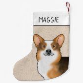 赤頭三面型ウェルシュコーギー頭名 スモールクリスマスストッキング (裏面)