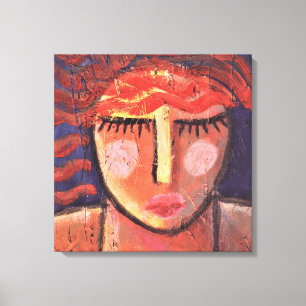 赤頭抽象芸術アクリル酸ポートレート絵画 キャンバスプリント