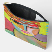 赤頭抽象芸術ポートレート アクセサリーポーチ (見開き)