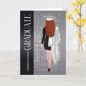 赤頭白帽子・ガウン女子院生カード カード (黄色い花)