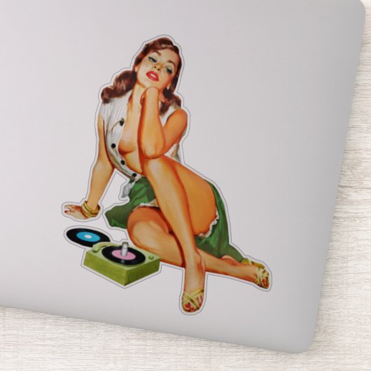 赤頭立て女の子の遊古いレコード シール (詳細)