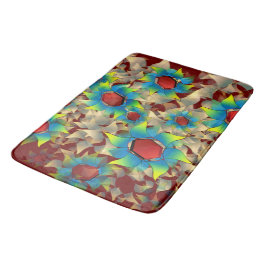 赤風変わりい花の上に仮想的な花、青と黄色の花 バスマット