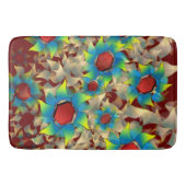 赤風変わりい花の上に仮想的な花、青と黄色の花 バスマット (正面)