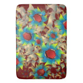 赤風変わりい花の上に仮想的な花、青と黄色の花 バスマット (正面縦)