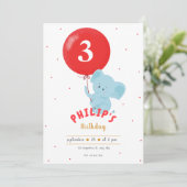 赤風船及び動物の例示的子供の誕生日 招待状 (スタンド正面)